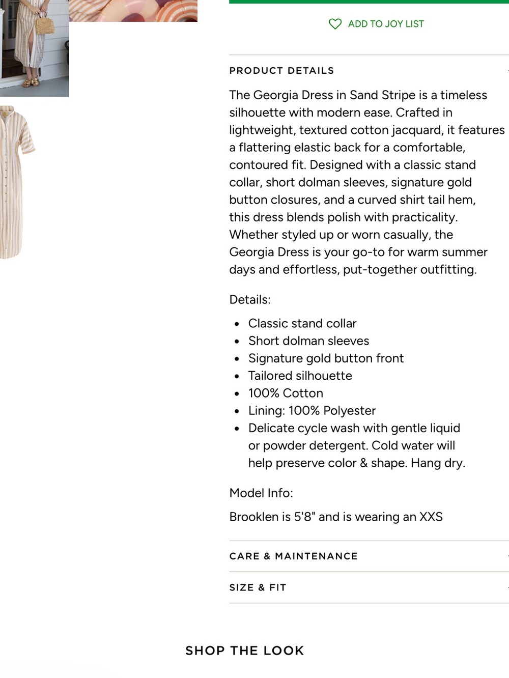 Emily McCarthy Georgia Striped Button-Front Shirt Dress in sand stripe S - Picture 12 of 12